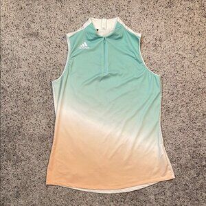 Adidas Golf Polo Shirt Womens Medium Gradient Aeroready 1/4 Zip Sleeveless